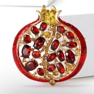Gilded Pomegranate Red Gold Brooch